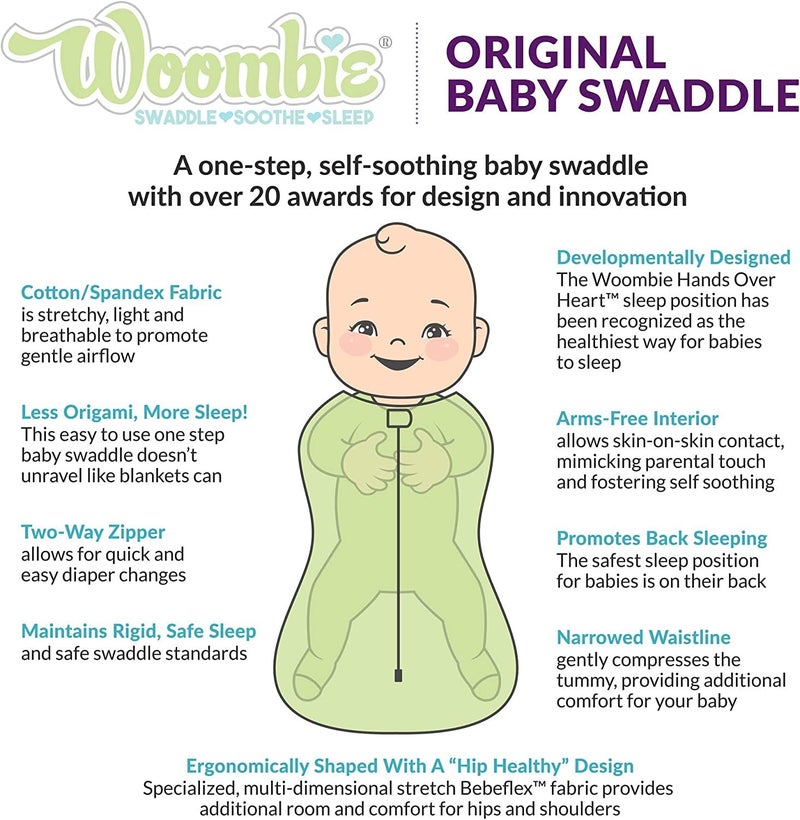 Woombie Original Baby Swaddling Blanket - Soothing, Cotton Baby Swaddle with Zipper - Wearable Newborn Blanket, Stardust Grey Elephant, 14-19 lbs - Image 5